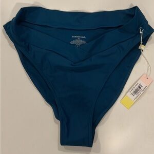 Summersalt NWT High Leg Mid Rise Teal Bikini Bottom Size 10